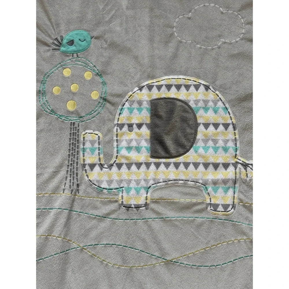 Koala Baby Elephant Bird Plush Sherpa Blanket Gray Yellow‎ 5F62996 30x40